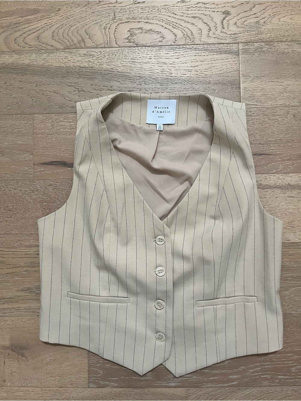 Maison d'Amélie Beige Pinstripe Waistcoat